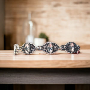 Crown Privilege White Marquise Evil Eye Bracelet - White